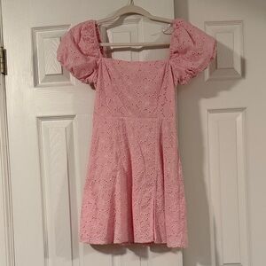 Altar'd State Pink Eyelet Mini Dress